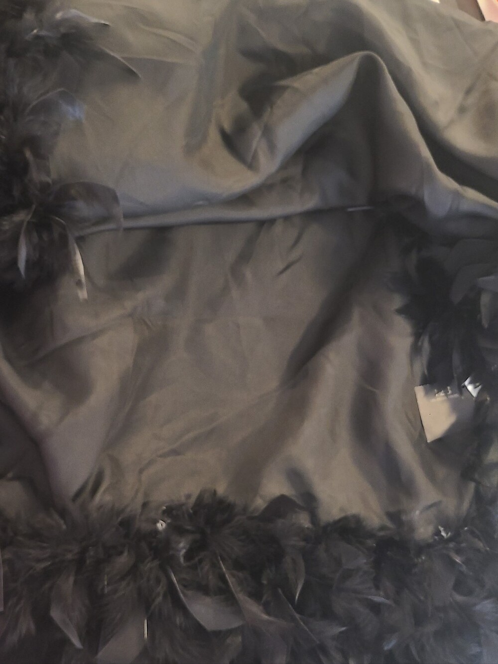 NWT Un, Deaux, Trois Brand Black Feather Trim Boa Scarf - Picture 8 of 9